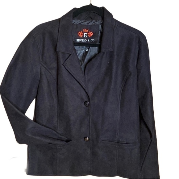 EMPORIO & Co black ultra suede blazerJacket made in Italy women’s Size XL
